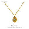 316L Stainless Steel Accessories Flower Natural Stone Pendant Necklace