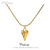 Temperament Heart Pendant Chain Necklace Stainless Steel Choker 18 K