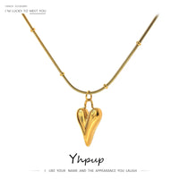 Temperament Heart Pendant Chain Necklace Stainless Steel Choker 18 K thumbnail 1