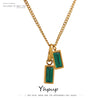 Stainless Steel Green Cubic Zirconia Pendant Necklace Jewelry