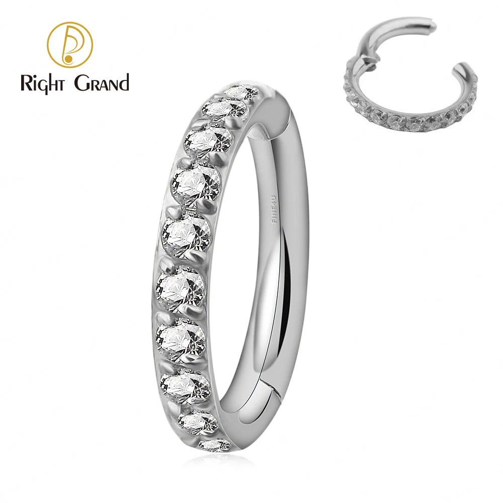 Titanium Nose Ring Hoop with CZ Piercing Jewelry for Cartilage Helix