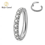 Titanium Nose Ring Hoop with CZ Piercing Jewelry for Cartilage Helix 1