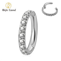 Titanium Nose Ring Hoop with CZ Piercing Jewelry for Cartilage Helix thumbnail 1