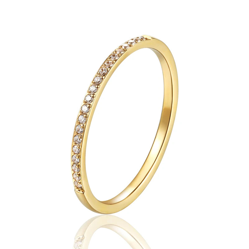 1.5mm Wide Fine workmanship Zircon Ring Top Quality Titanium Steel