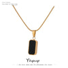 Double-Sided Black White Enamel Natural Shell Pendant Necklace