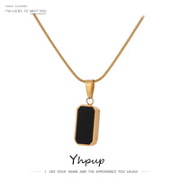 Double-Sided Black White Enamel Natural Shell Pendant Necklace thumbnail 1