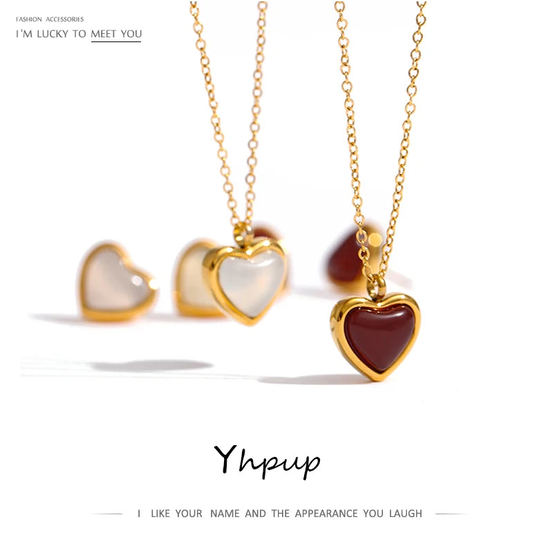 Stainless Steel Heart Pendant Necklace Chain Jewelry Temperament