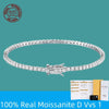 100% S925 Sterling Silver 2-6mm Real Moissanite Tennis Bracelet