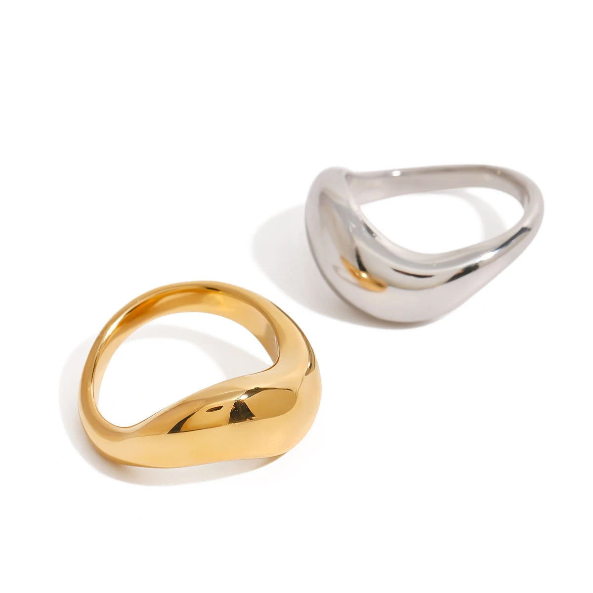 Charm Luxury 18k Gold Stainless Steel Wave Irregular Ring For Unisex