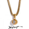 Green White Red Cubic Zirconia Stainless Steel Round Pendant Necklace