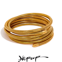 Stainless Steel Stackable Multi-Layer Wrap Arm Bracelet Bangle Metal thumbnail 1