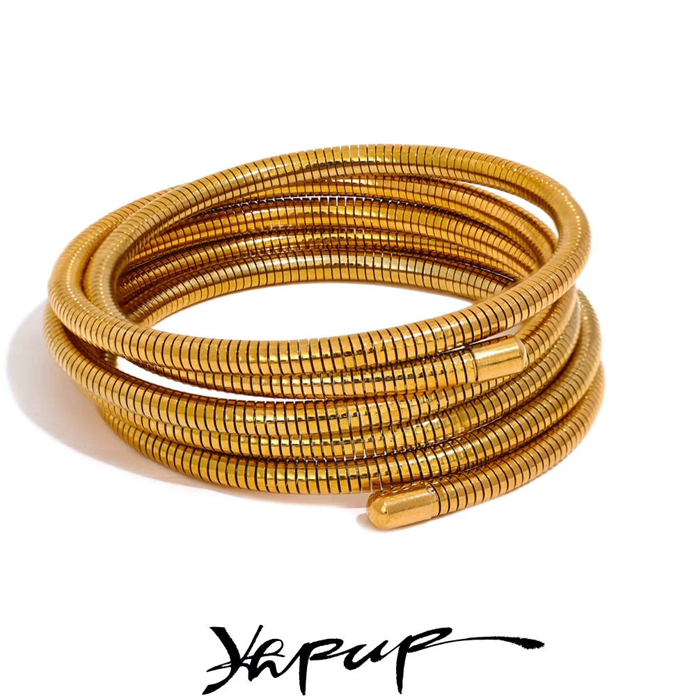 Stainless Steel Stackable Multi-Layer Wrap Arm Bracelet Bangle Metal