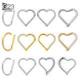 Titanium Nose Ring Daith Heart Earring Hoop Cartilage Tragus D Shape 1