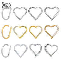 Titanium Nose Ring Daith Heart Earring Hoop Cartilage Tragus D Shape thumbnail 1