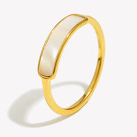 2024 New Stainless Steel Tarnish Free Jewelry Natural Shell Ring Thin thumbnail 1