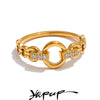 High Quality Stainless Steel Cubic Zirconia Setting Link Finger Ring