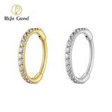 Titanium Slim Huggie Hoop Earring CZ Cartilage Helix Earlobe Hinged 1