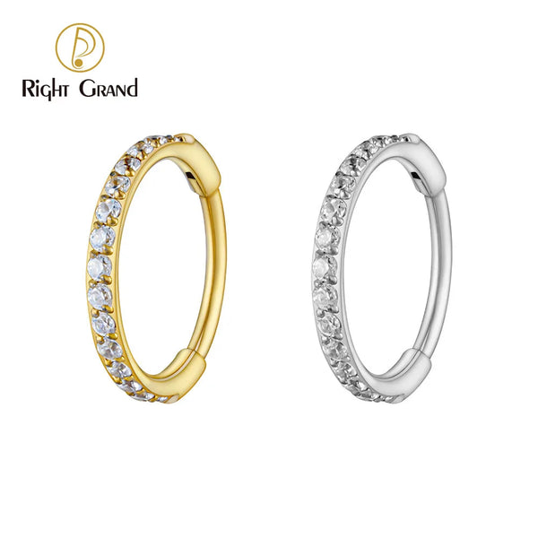 Titanium Slim Huggie Hoop Earring CZ Cartilage Helix Earlobe Hinged
