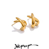 Minimalist Metal X-Shape Stud Earrings 18K PVD Plated Daily Stainless