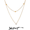 Stainless Steel Cubic Zirconia Double Layer Chain Necklace Style