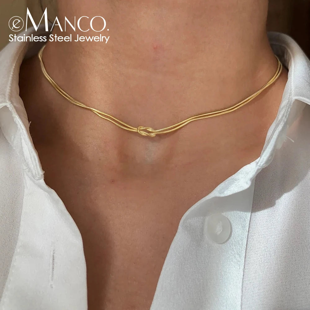 Minimalist Jewelry Lusterless 14k Gold Plated Knotted Snake Chain