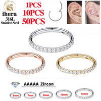 Stainless Steel Zircon Hinged Segment Nose Septum Clicker Ring Round thumbnail 1