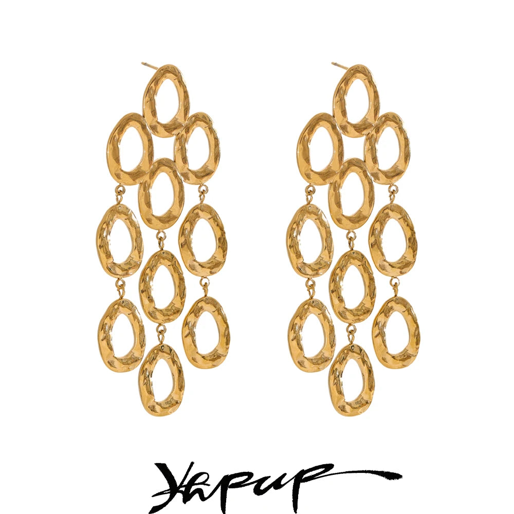 Stainless Steel Drop Dangle Statement Earrings PVD Waterproof Plated