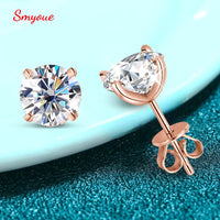 2-3CT Rose Gold Color Moissanite Stud Earrings Sparkling Classic thumbnail 1
