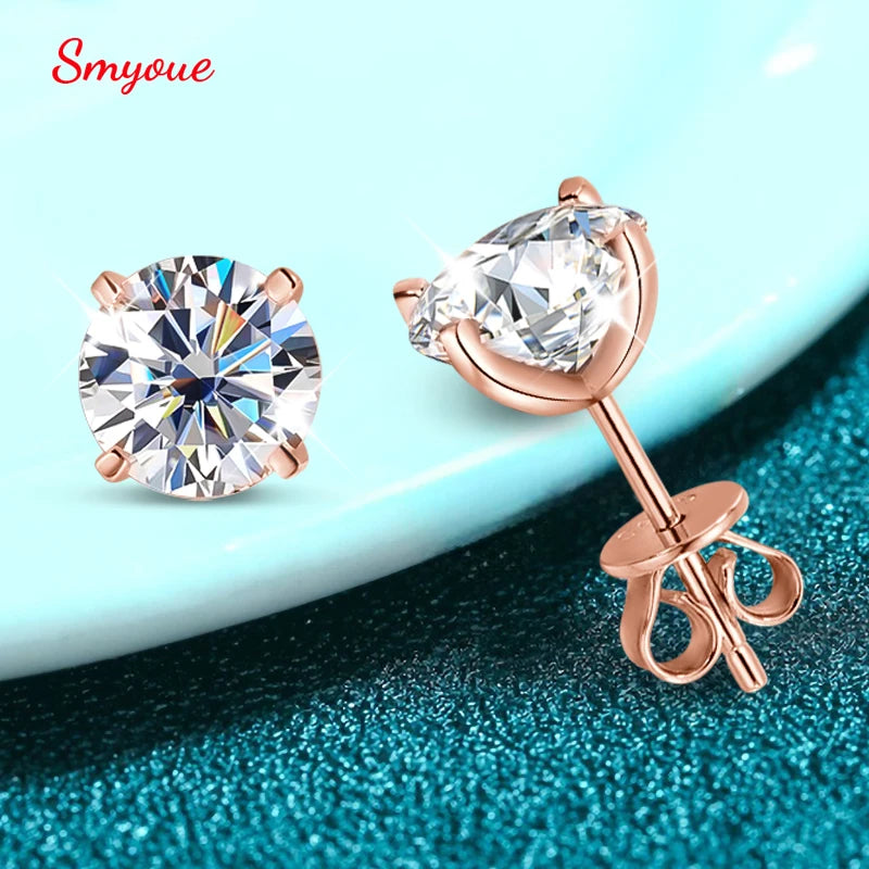 2-3CT Rose Gold Color Moissanite Stud Earrings Sparkling Classic