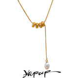 Stainless Steel Round Beads Chain Drop Imitation Pearls Charm Jewelry 1