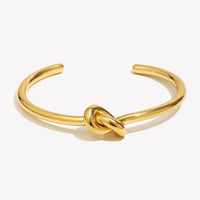 Minimalist 18K Gold Plated Knot Cuff Bangle Bracelets Stainless Steel thumbnail 1
