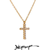 Shiny Cubic Zirconia 316L Cross Pendant Necklace Stainless Steel High 1