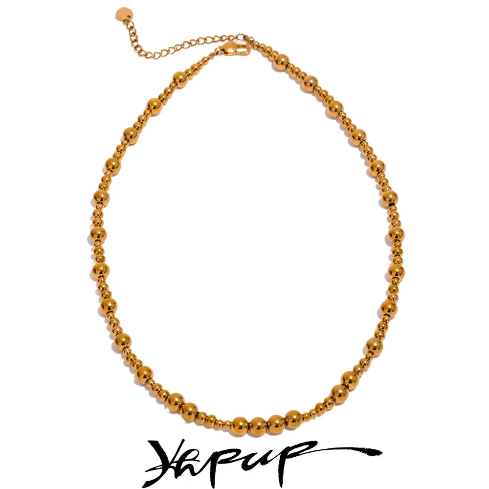 Waterproof Stainless Steel Beads Chain Necklace Tight On The Neck