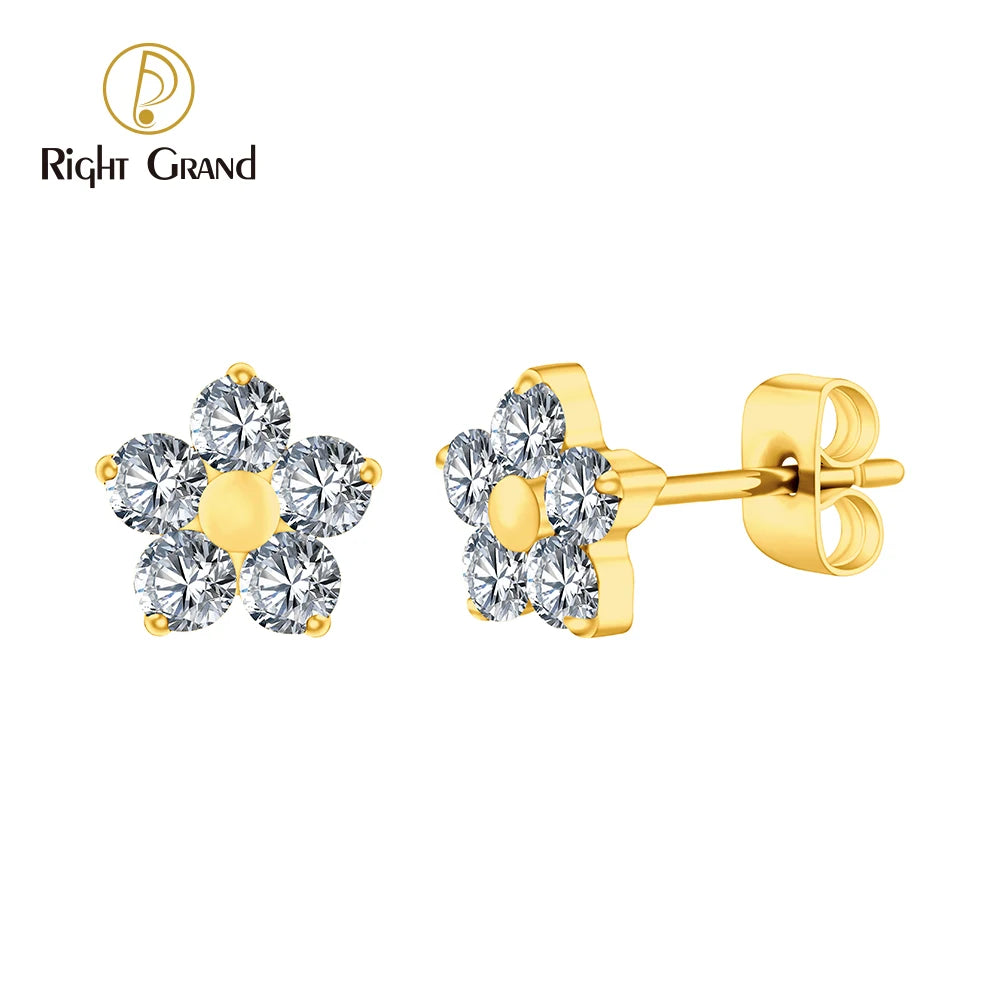 Titanium Tiny Flower CZ Stud Earrings Minimalist Wedding Cartilage