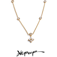 Cubic Zirconia Flower Pendant Necklace Stainless Steel Daily Sweet thumbnail 1