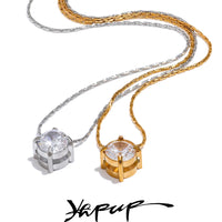 Stainless Steel Shiny Cubic Zirconia Cast Necklace Pendant Daily thumbnail 1
