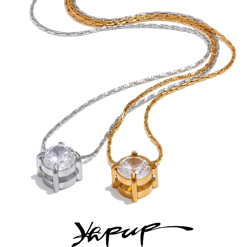 Stainless Steel Shiny Cubic Zirconia Cast Necklace Pendant Daily
