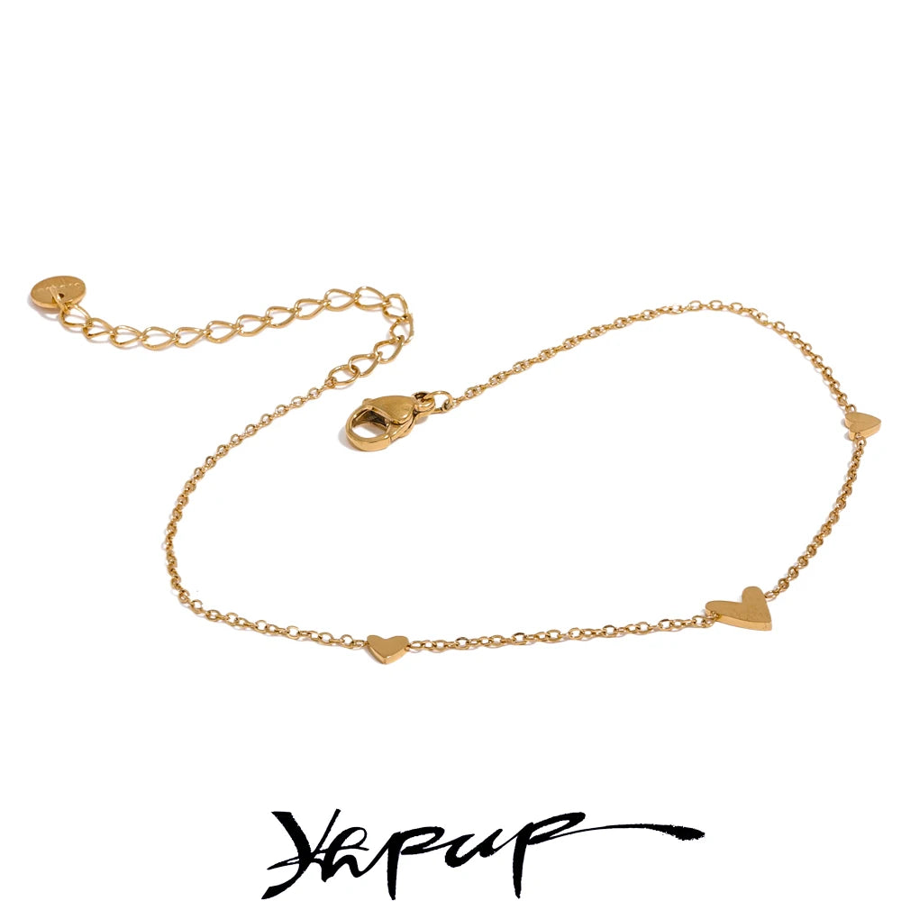 Rust Proof Stainless Steel Heart Chain Anklet Gold Silver Color 18K