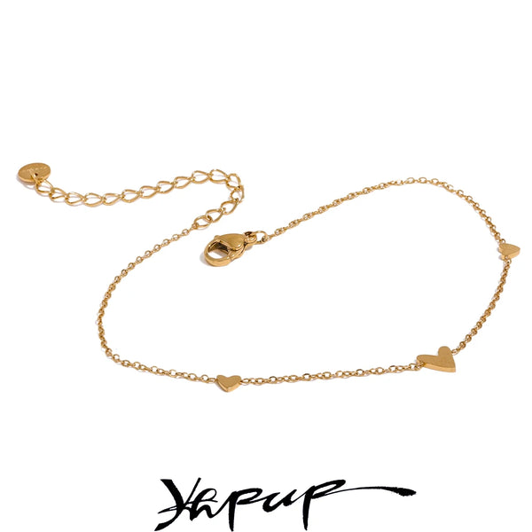 Rust Proof Stainless Steel Heart Chain Anklet Gold Silver Color 18K