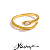 Stainless Steel Zirconia Snake Adjustable Ring Gold & Platinum