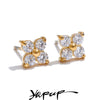 Popular Waterproof Shiny Cubic Zirconia Flower Sweet Stud Earrings
