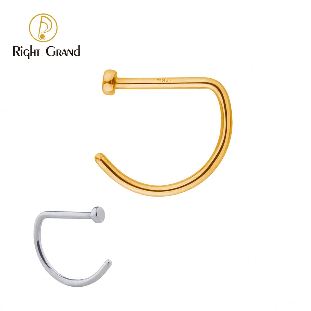 Titanium Open D Shape Nose Ring Hoop Tragus Cartilage Retainer Body