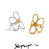 Stainless Steel Metal Flower Adjustable Fashion Finger Ring Rust thumbnail 1