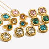 Round Square Flower Zircon Earrings Necklace Ring Tarnish Free