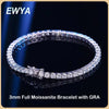 EWYA 925 Sterling Silver Moissanite Bracelet 0.1ct 3mm D VVS1 Diamond