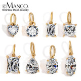 /6/8/10MM Stainless Steel Zircon Geometric Shape Charms Pendants 1