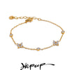 Cubic Zirconia Flower Chain Thin Bracelet Bangle Stainless Steel Rust