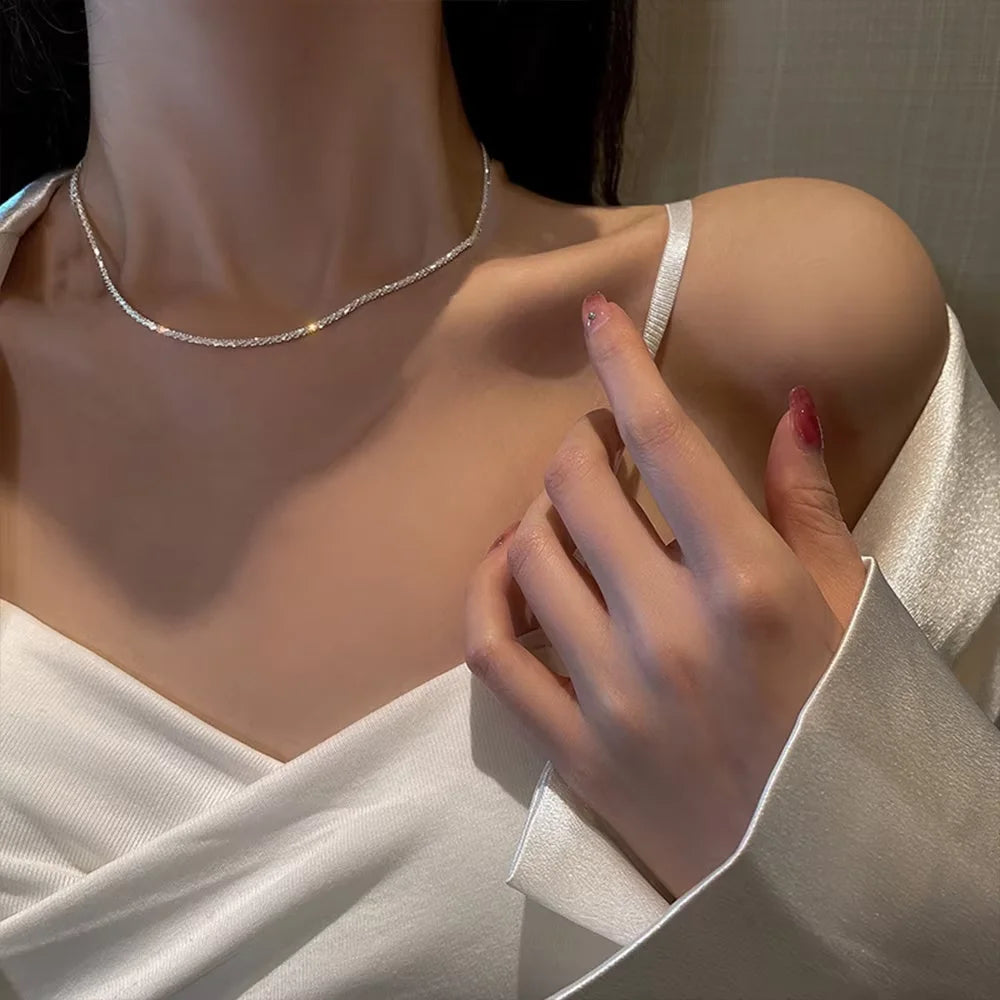 Starry Sky Sparkling Necklace, 's Clavicle Chain Bracelet, Simple