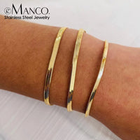 Snake Chain Bracelet Gold Color Width 2/3/4/5MM Stainless Steel Chain thumbnail 1