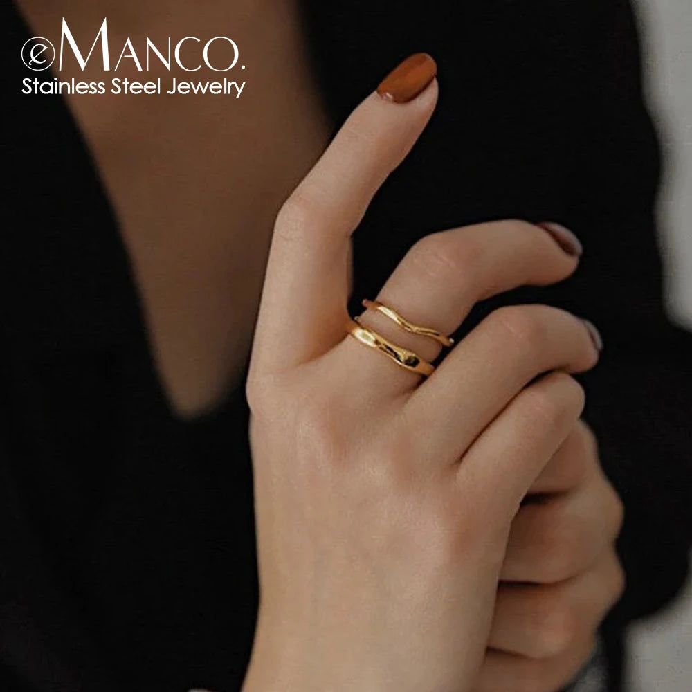 Gold Color /Silver Color Irregular Wave Rings Simple Geometric